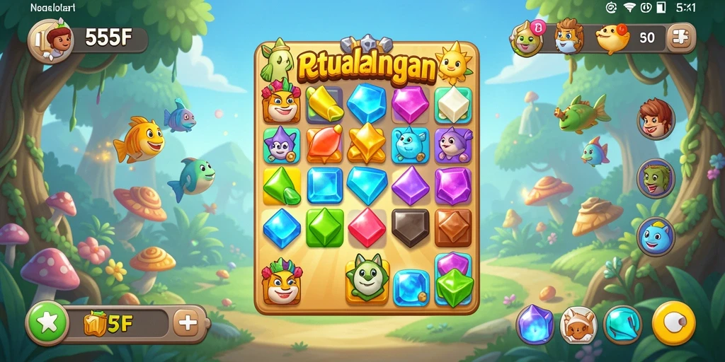 Tangkapan layar gameplay Match-3 yang mengasyikkan di 555F.