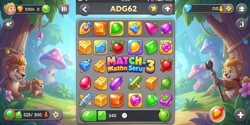 Screenshot gameplay ADG62 menampilkan momen seru mencocokkan objek.