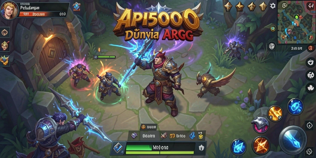 Screenshot gameplay API5000 menampilkan aksi pertempuran epik di dunia fantasi.