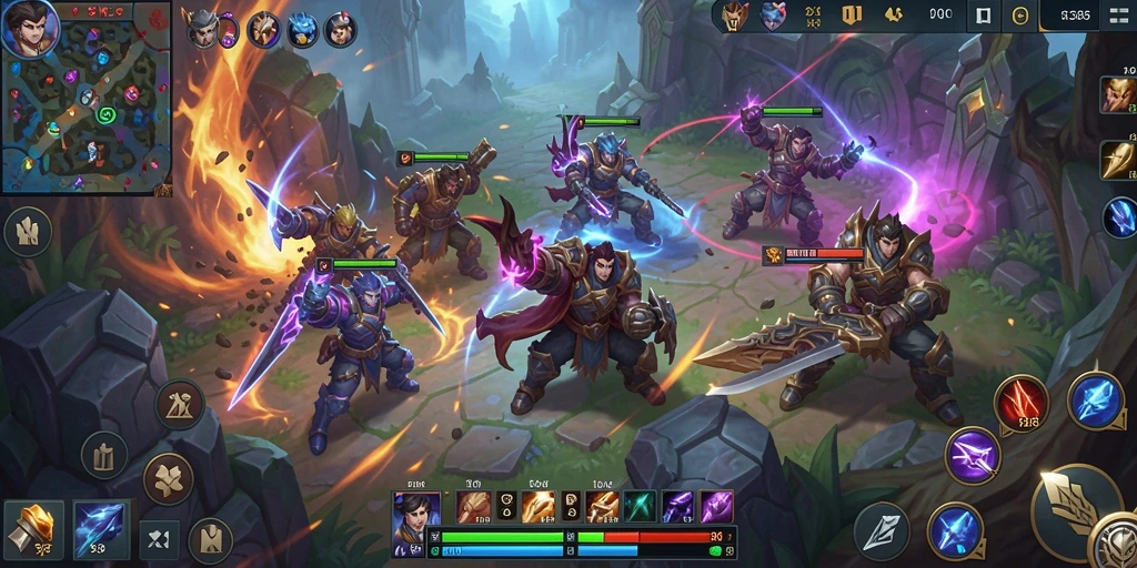 Tampilan epik pertempuran GEMS365 saat pemain bertarung dalam mode MOBA.