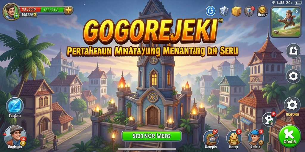 Tampilan gameplay GOGOREJEKI yang penuh aksi dalam pertahanan menara.