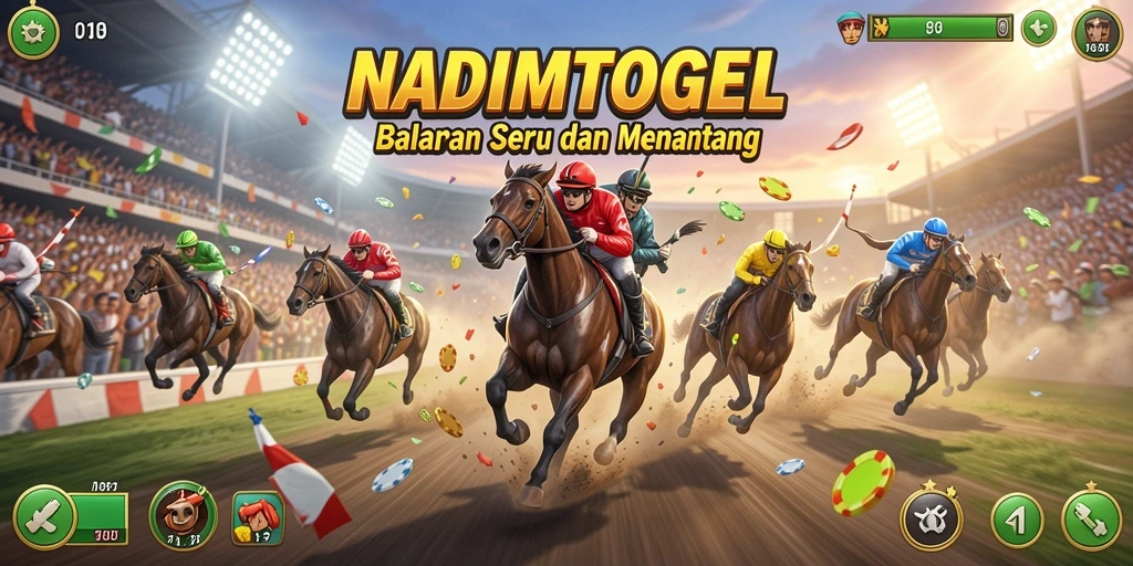 Tampilan gameplay menegangkan dalam NADIMTOGEL dengan mobil balap yang cepat.
