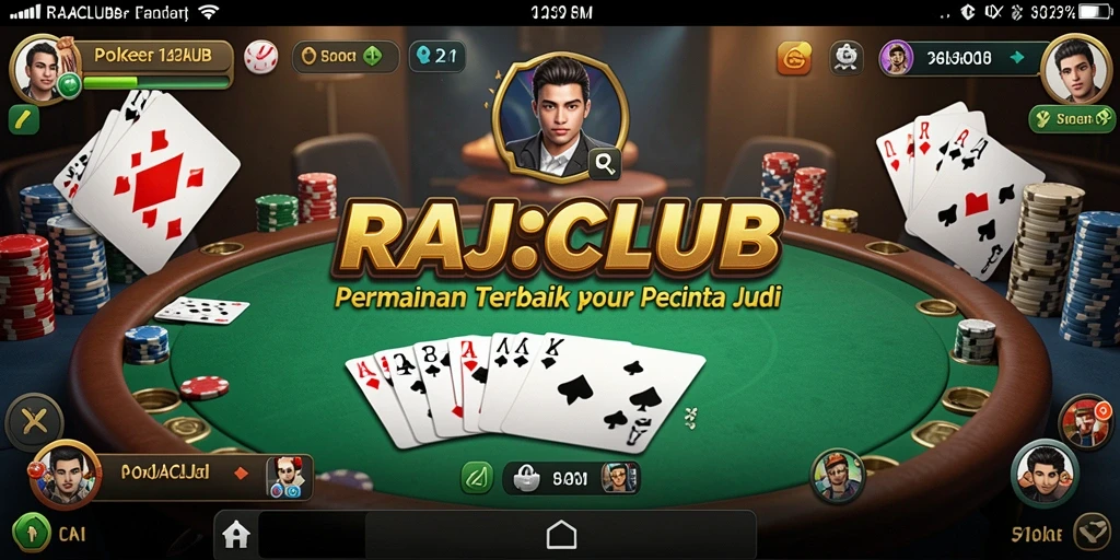 Screenshot RAJACLUB menampilkan gameplay Poker yang seru dan kompetitif.