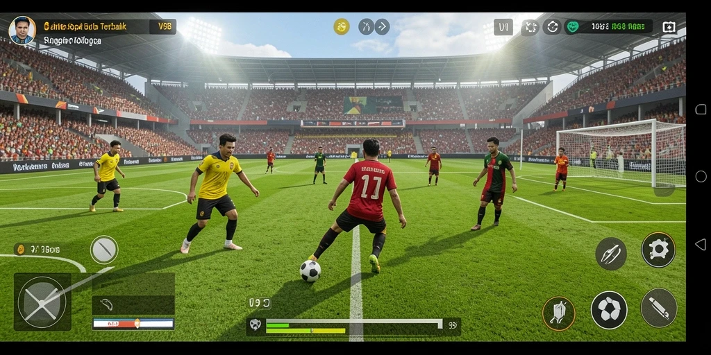 Tampilan gameplay V98 yang menegangkan dan menyerupai pertandingan nyata.