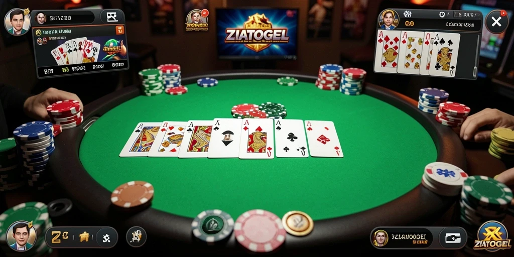 Tampilan gameplay Poker yang menegangkan dan penuh strategi.