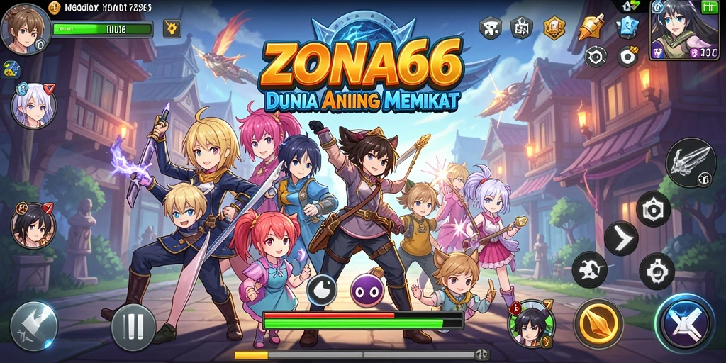 Screenshot gameplay ZONA66 menampilkan petualangan seru di dunia Anime.